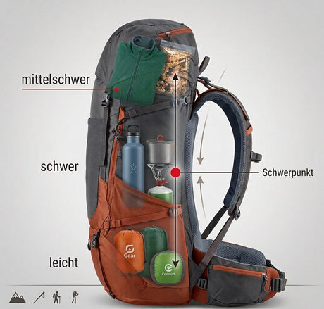 Rucksack richtig packen: So verteilst du das Gewicht optimal für deine Tour.