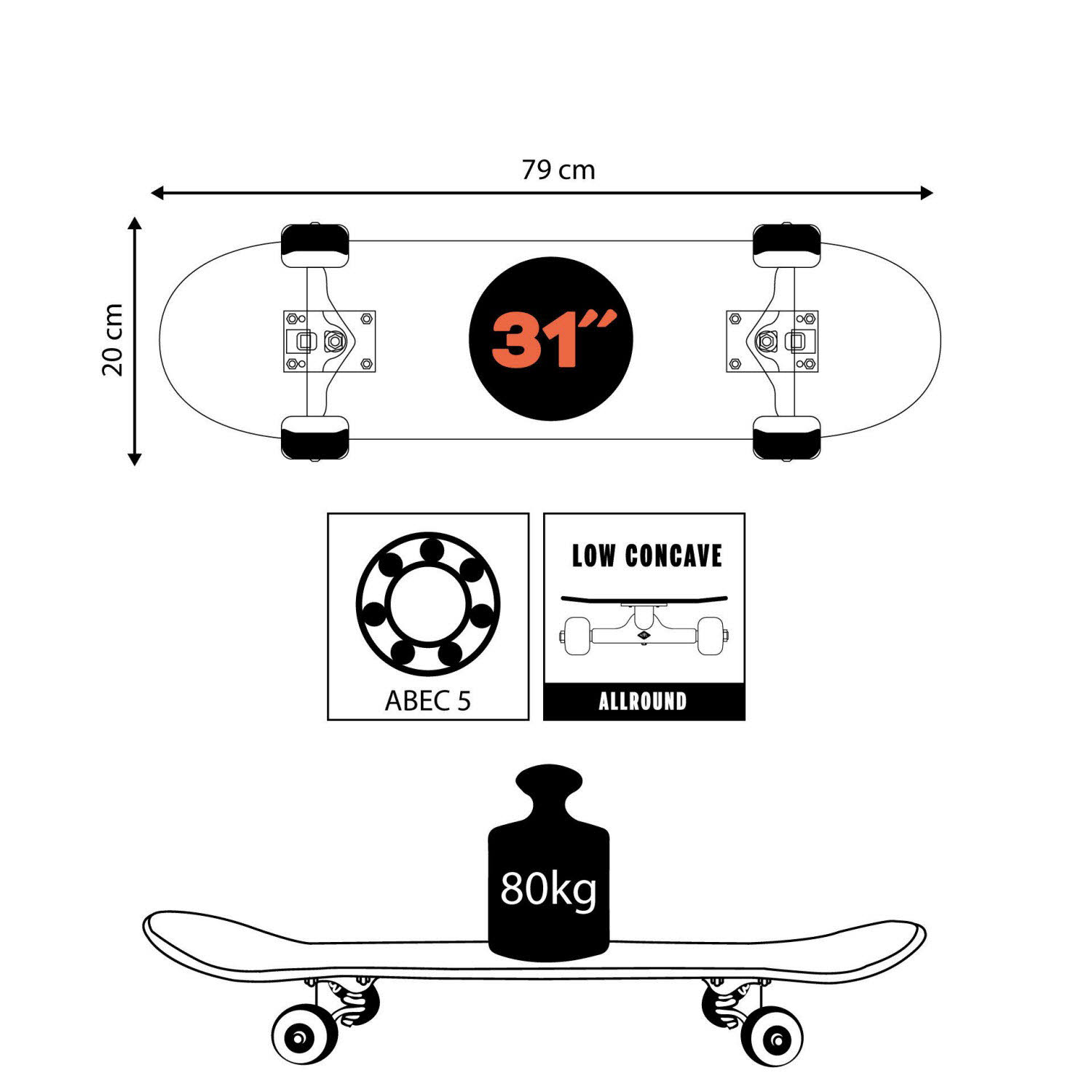 Schildkröt Skateboard KICKER 31"