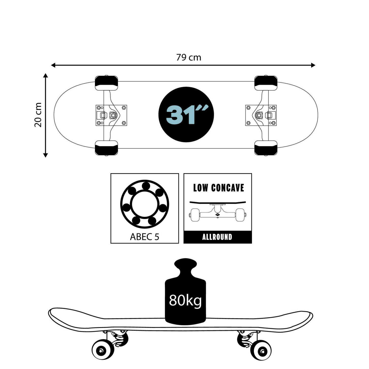 Schildkröt Skateboard KICKER 31"